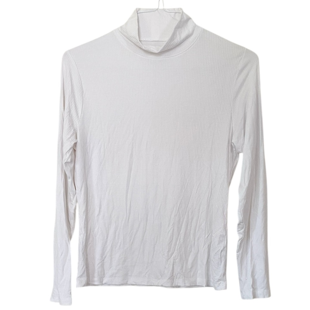 Abercrombie & Fitch White Ribbed Lightweight Layering Turtleneck Size L …